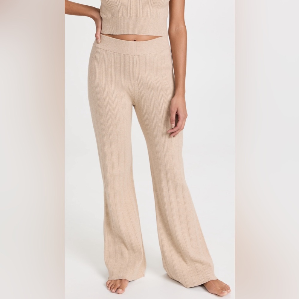 NWT Lunya Cozy Cotton Silk Variegated Rib Flared Pants - Women Size Large